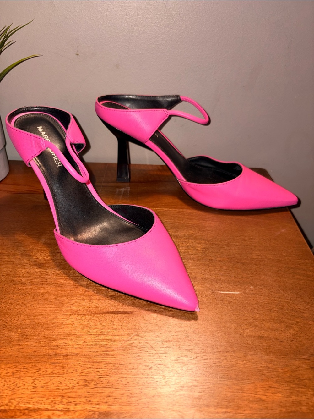 Marc Fisher Hot Pink Pointed-Toe Ankle-Strap Heels